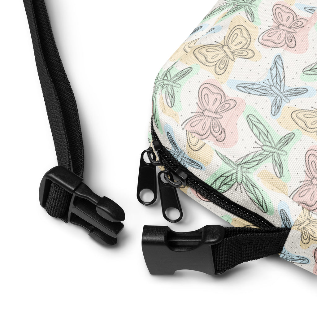 Pastel Butterfly & Dragonfly Crossbody Bag – Water Resistant Mini Purse With Adjustable Strap & Pockets