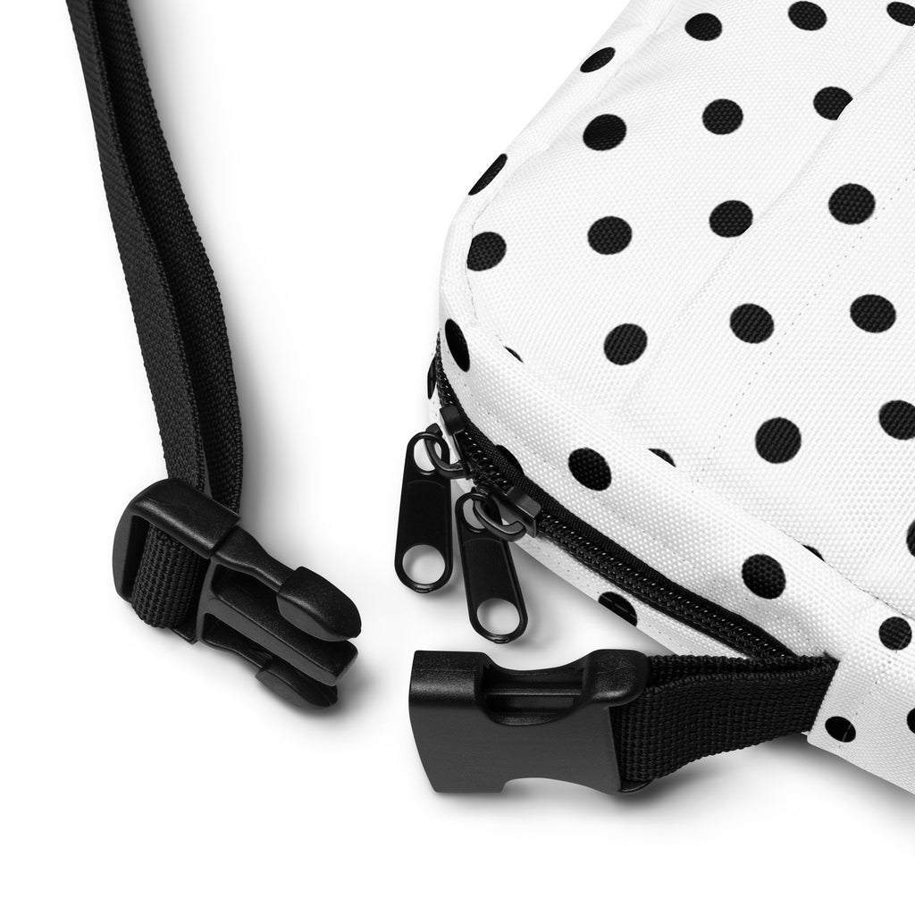 Girls White Polka Dot Crossbody Bag – Water Resistant Mini Purse With Adjustable Strap & Pockets