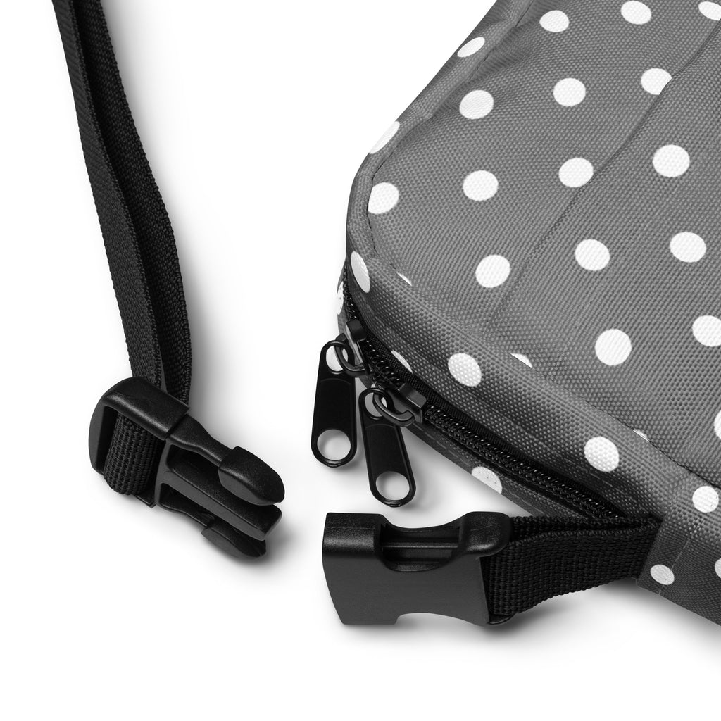 Gray Polka Dot Crossbody Bag – Water Resistant Mini Purse With Adjustable Strap & Pockets