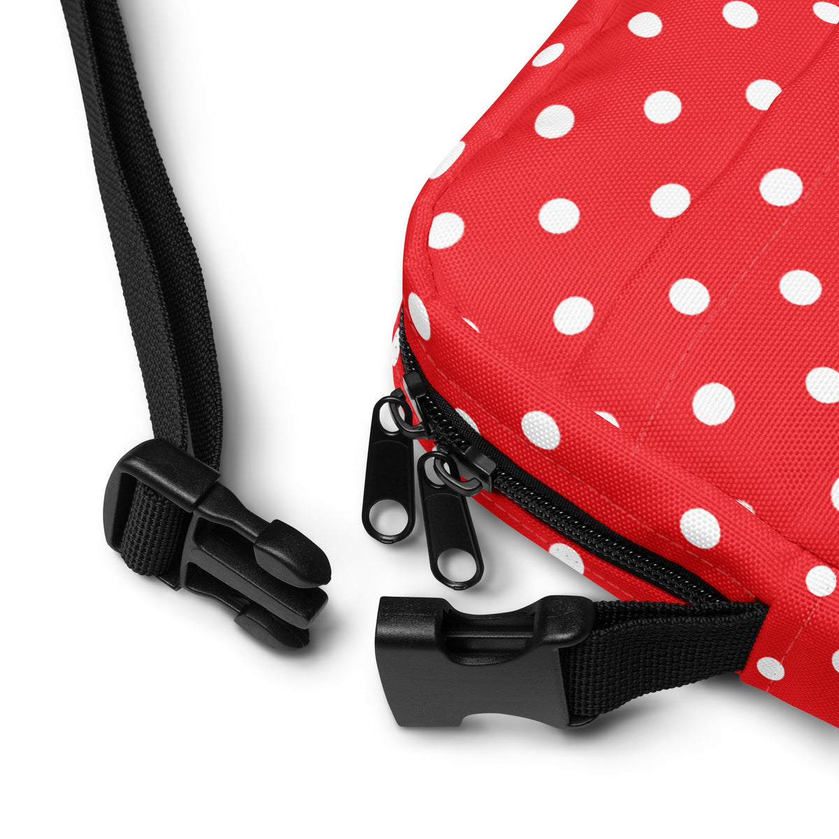 Red Polka Dot Crossbody Bag – Water Resistant Mini Purse With Adjustable Strap & Pockets