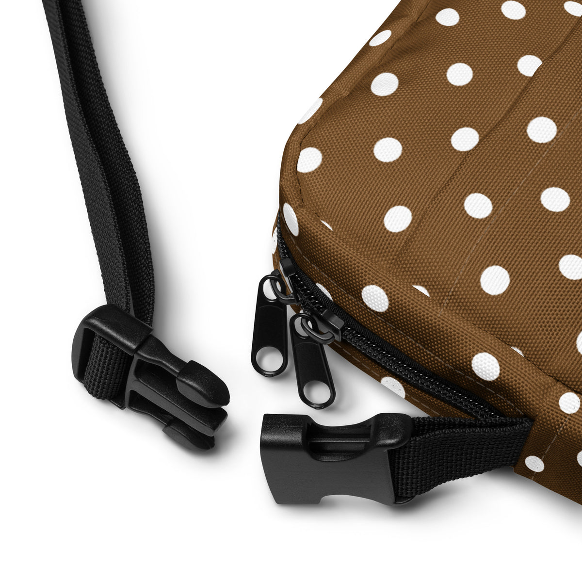 Brown Polka Dot Crossbody Bag – Water Resistant Mini Purse With Adjustable Strap & Pockets
