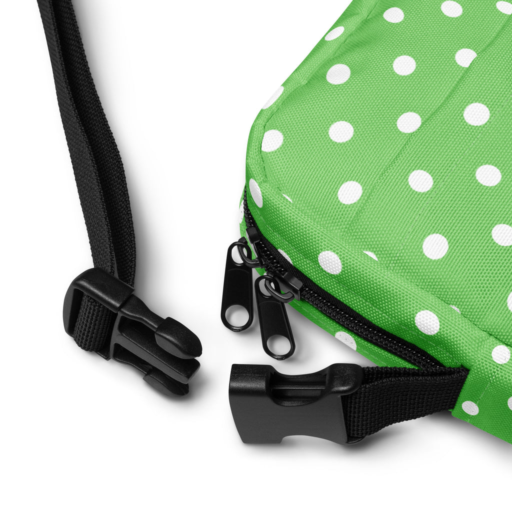 Green Polka Dot Crossbody Bag – Water Resistant Mini Purse With Adjustable Strap & Pockets