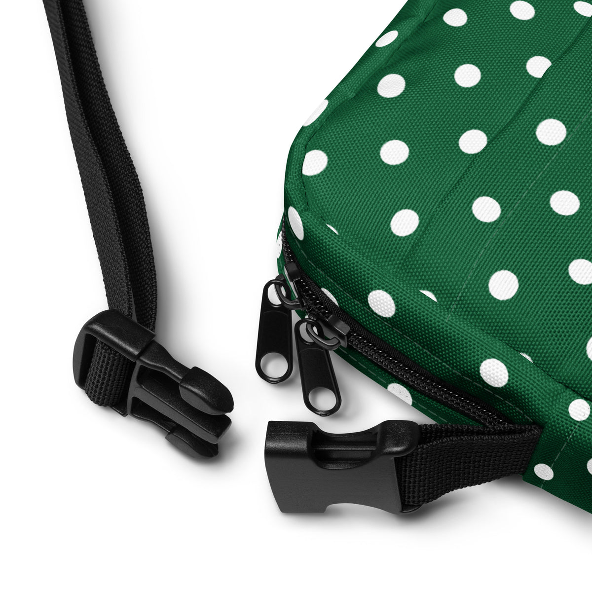Forest Green Polka Dot Crossbody Bag – Water Resistant Mini Purse With Adjustable Strap & Pockets