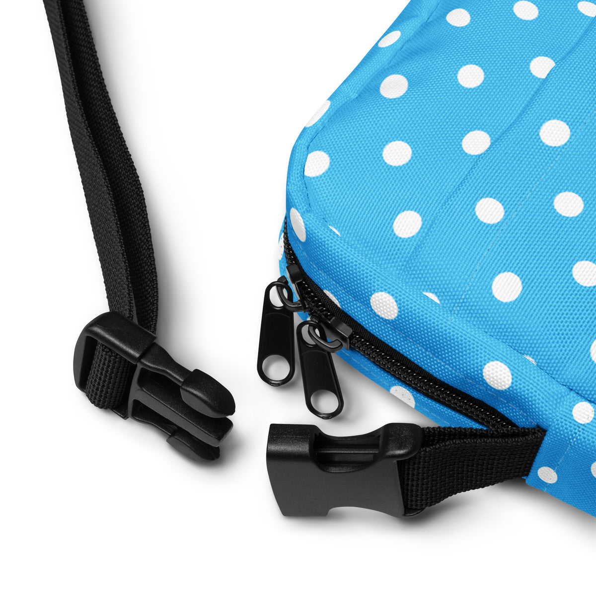 Girls Sky Blue Polka Dot Crossbody Bag – Water Resistant Mini Purse With Adjustable Strap & Pockets