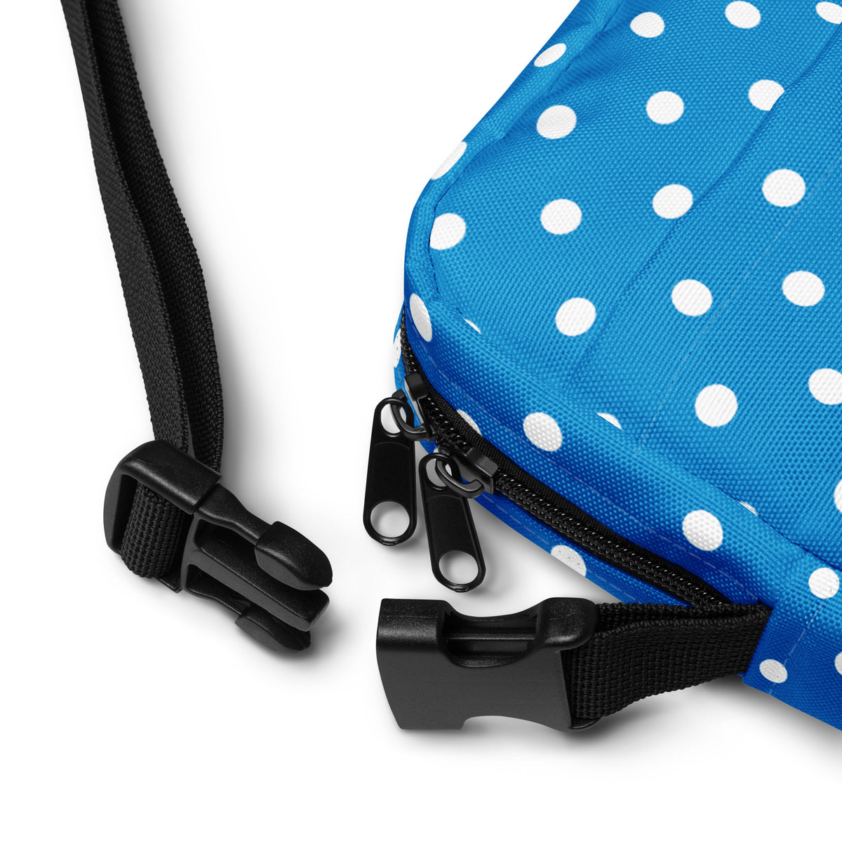 Royal Blue Polka Dot Crossbody Bag – Water Resistant Mini Purse With Adjustable Strap & Pockets