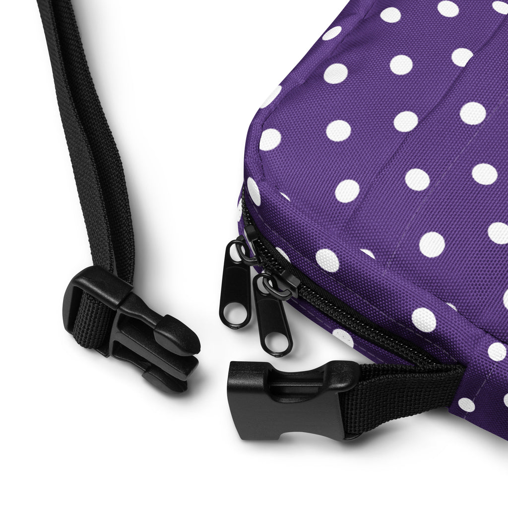 Dark Purple Polka Dot Crossbody Bag – Water Resistant Mini Purse With Adjustable Strap & Pockets