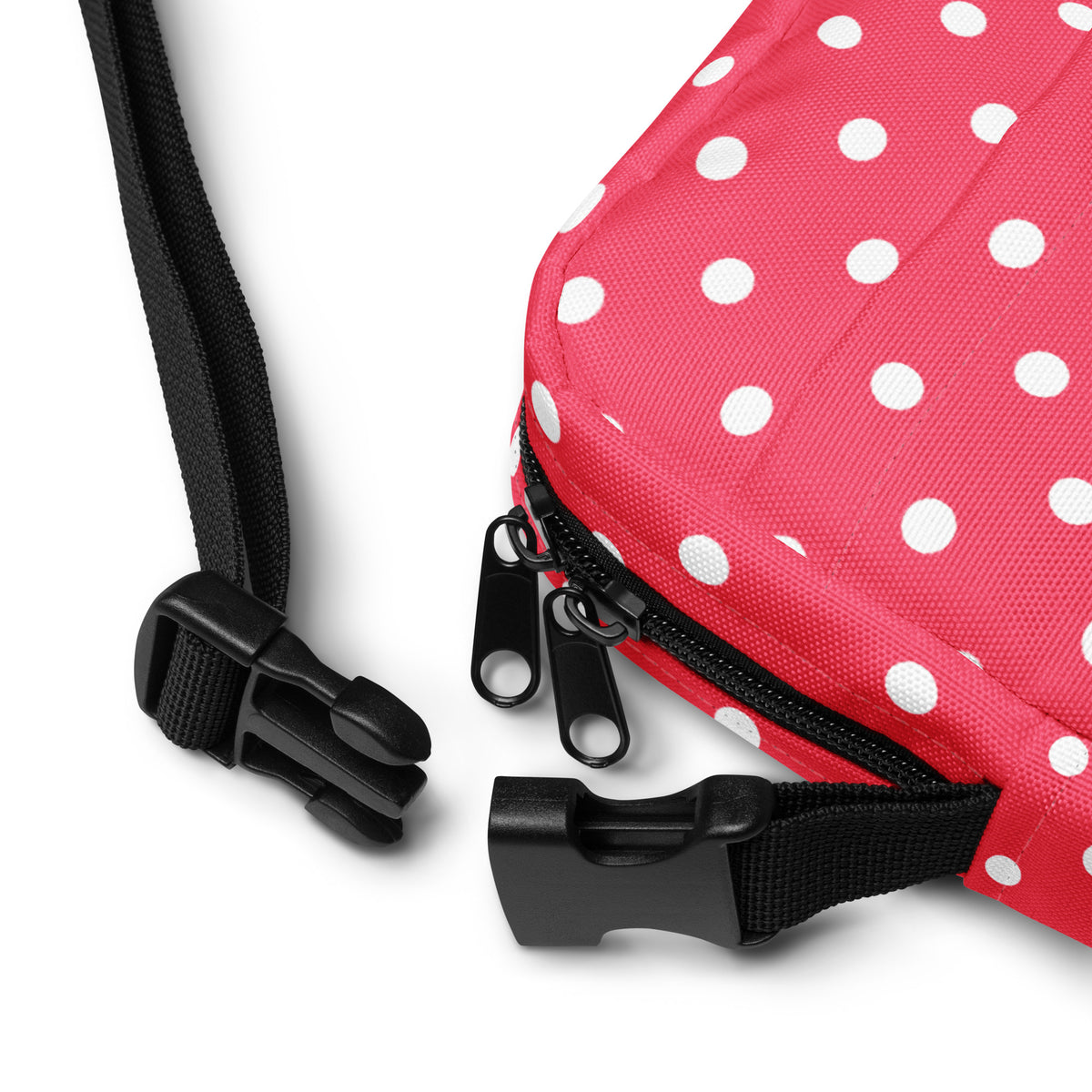 Bright Pink Polka Dot Crossbody Bag – Water Resistant Mini Purse With Adjustable Strap & Pockets