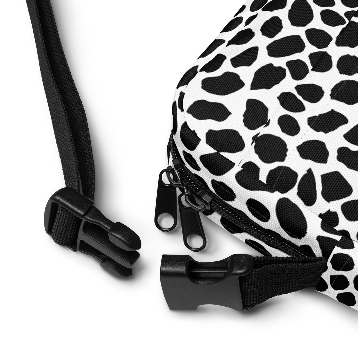 Black & White Cow Print Crossbody Bag – Water Resistant Mini Purse With Adjustable Strap & Pockets