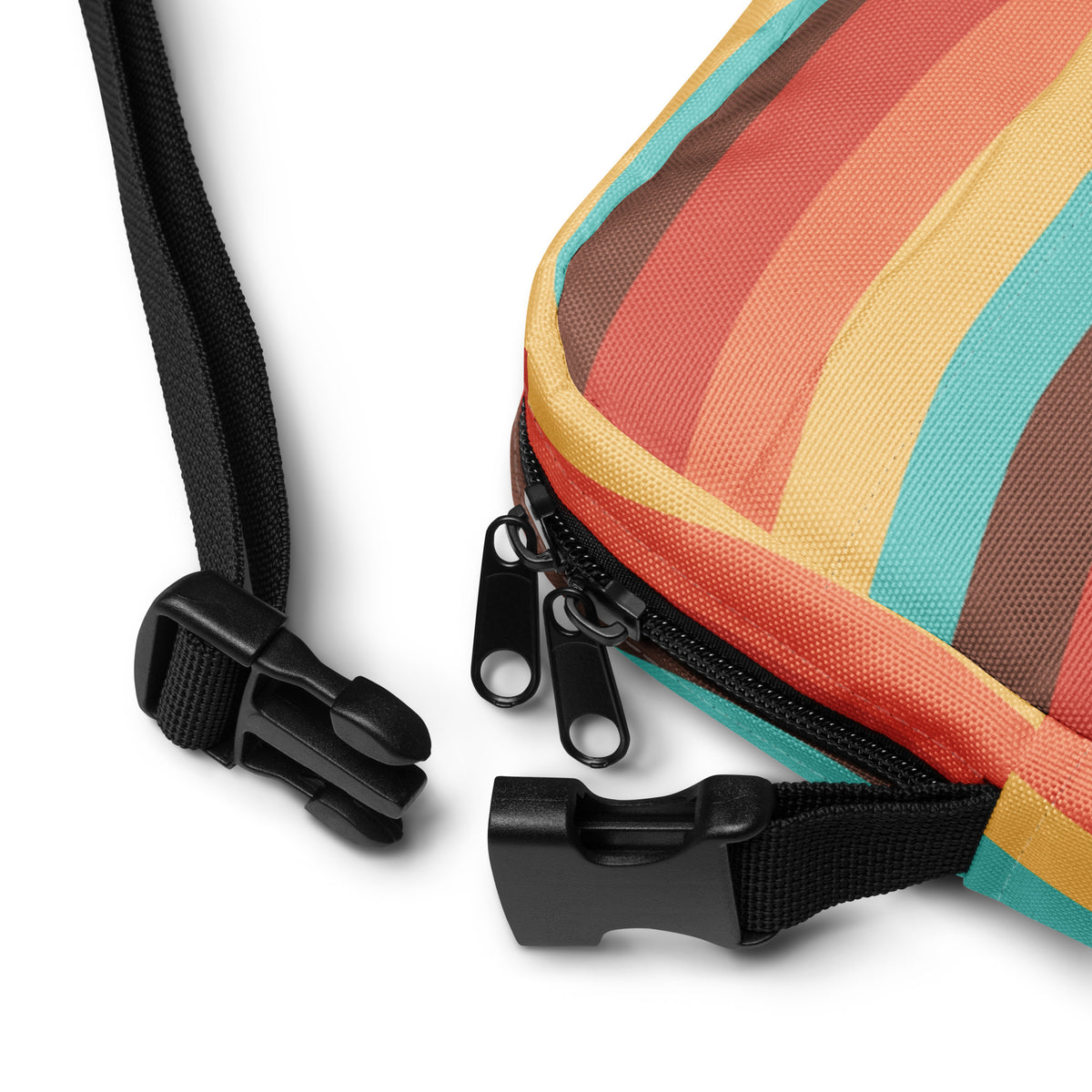 Retro Rainbow Stripe Crossbody Bag – Water Resistant Mini Purse With Adjustable Strap & Pockets