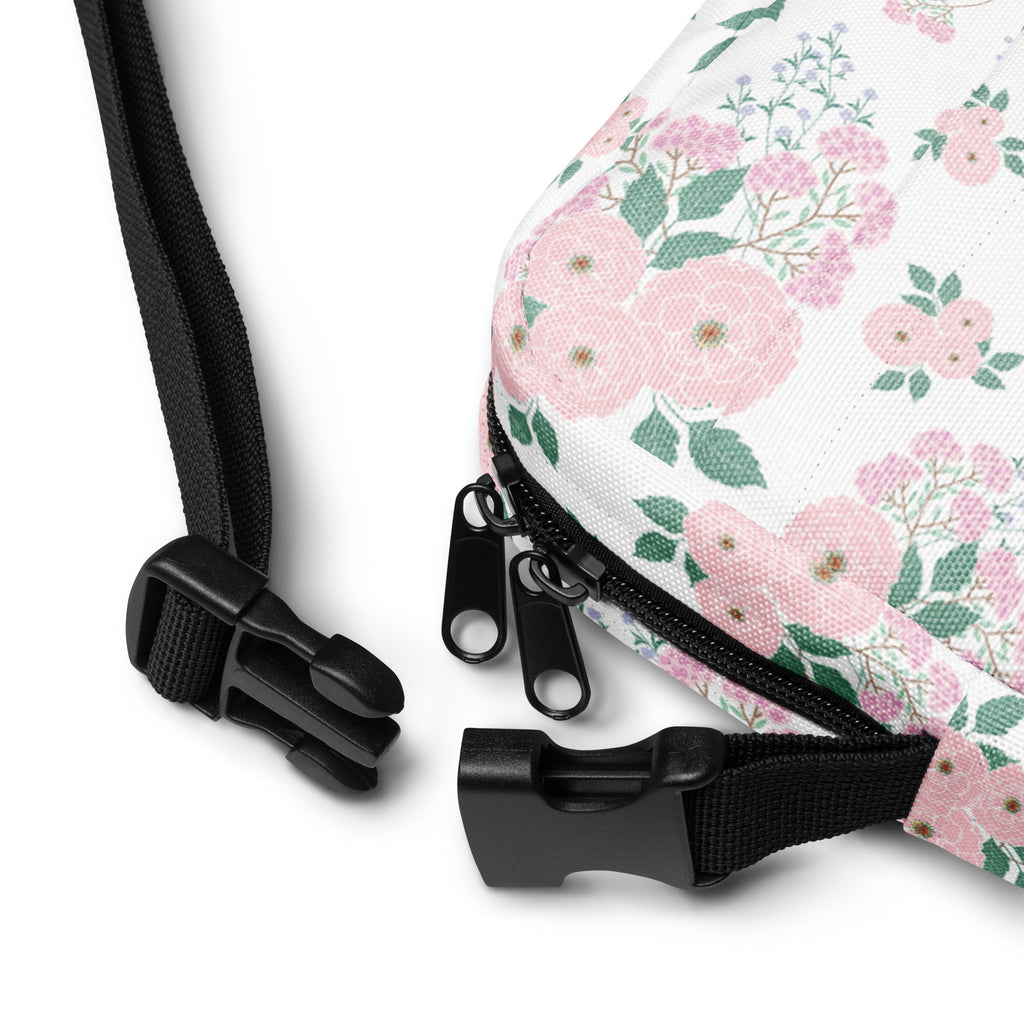 Girls Pink Flowers Crossbody Bag – Water Resistant Mini Purse With Adjustable Strap & Pockets