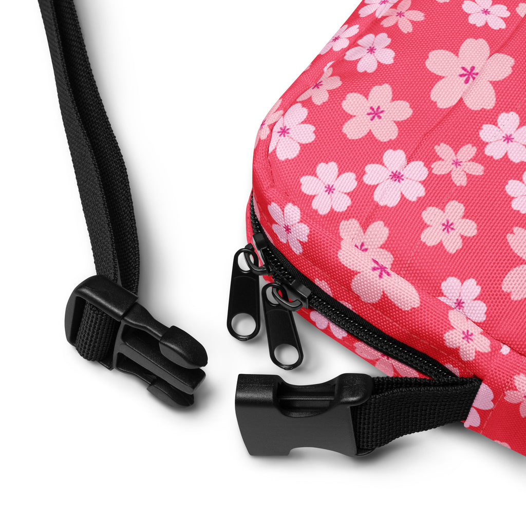 Pink Cherry Blossom Crossbody Bag – Water Resistant Mini Purse With Adjustable Strap & Pockets