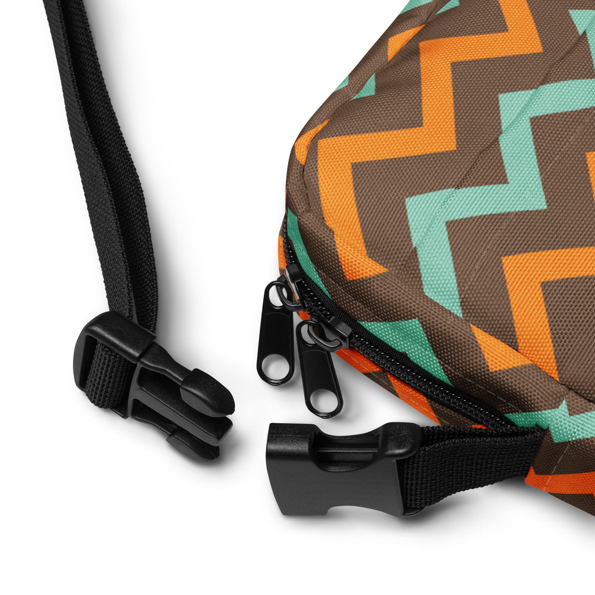 Retro Chevron Crossbody Bag – Water Resistant Mini Purse With Adjustable Strap & Pockets