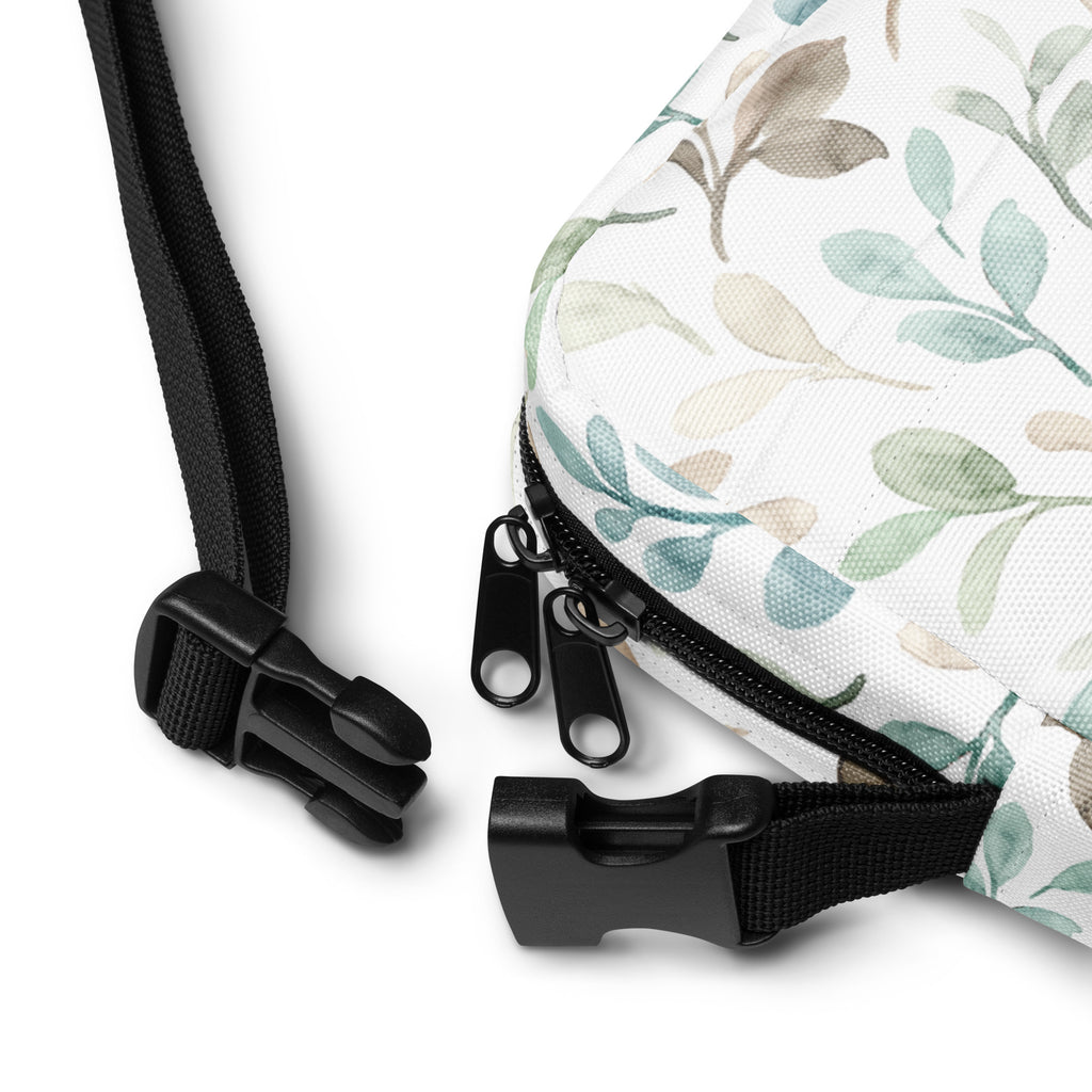 Watercolor Leaf Crossbody Bag – Water Resistant Mini Purse With Adjustable Strap & Pockets