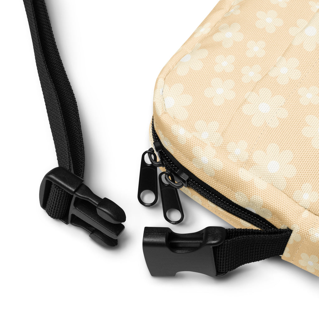 Cream Daisy Crossbody Bag – Water Resistant Mini Purse With Adjustable Strap & Pockets