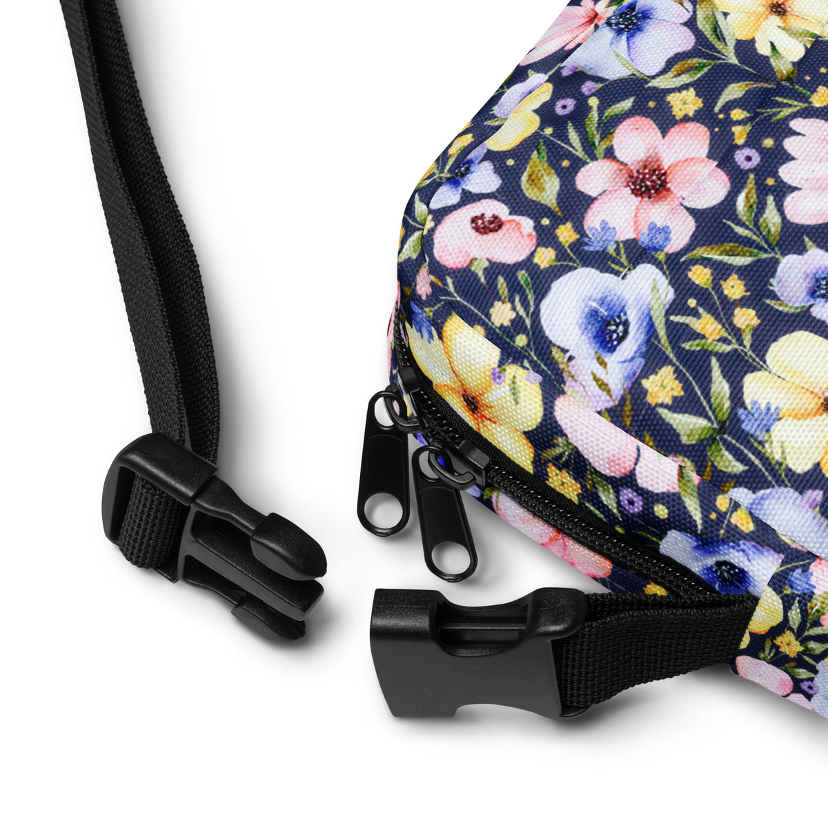 Colorful Watercolor Wildflower Crossbody Bag – Water Resistant Mini Purse With Adjustable Strap & Pockets