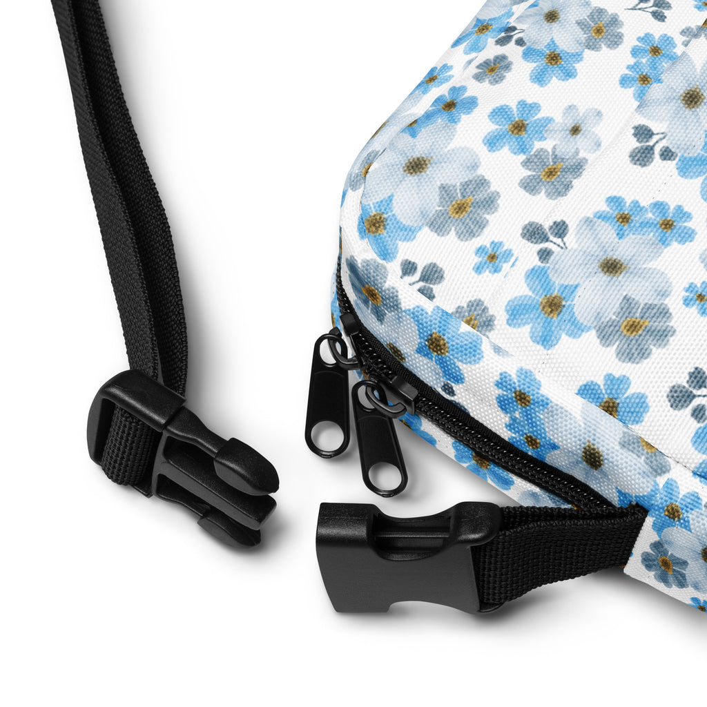 Girls Blue Floral Crossbody Bag – Water Resistant Mini Purse With Adjustable Strap & Pockets