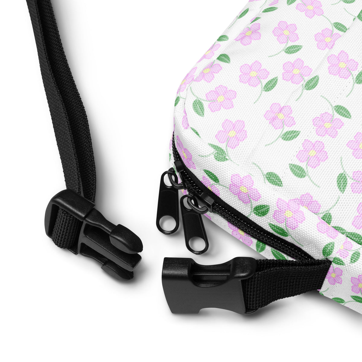 Pink Flowers Crossbody Bag – Water Resistant Mini Purse With Adjustable Strap & Pockets