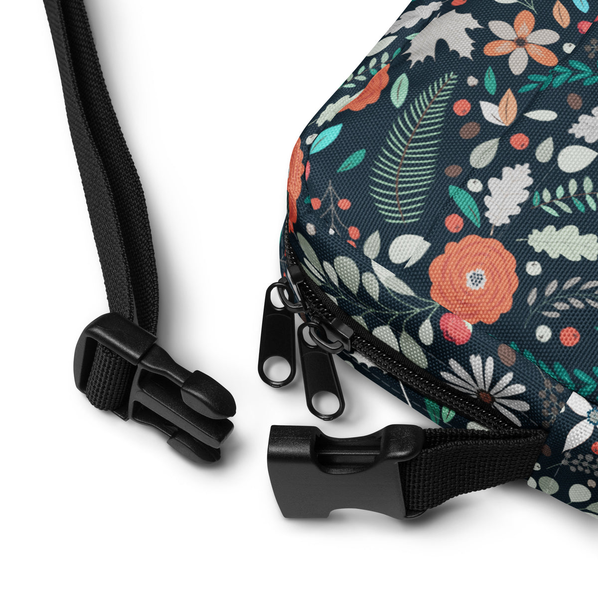 Dark Green Floral Crossbody Bag – Water Resistant Mini Purse With Adjustable Strap & Pockets