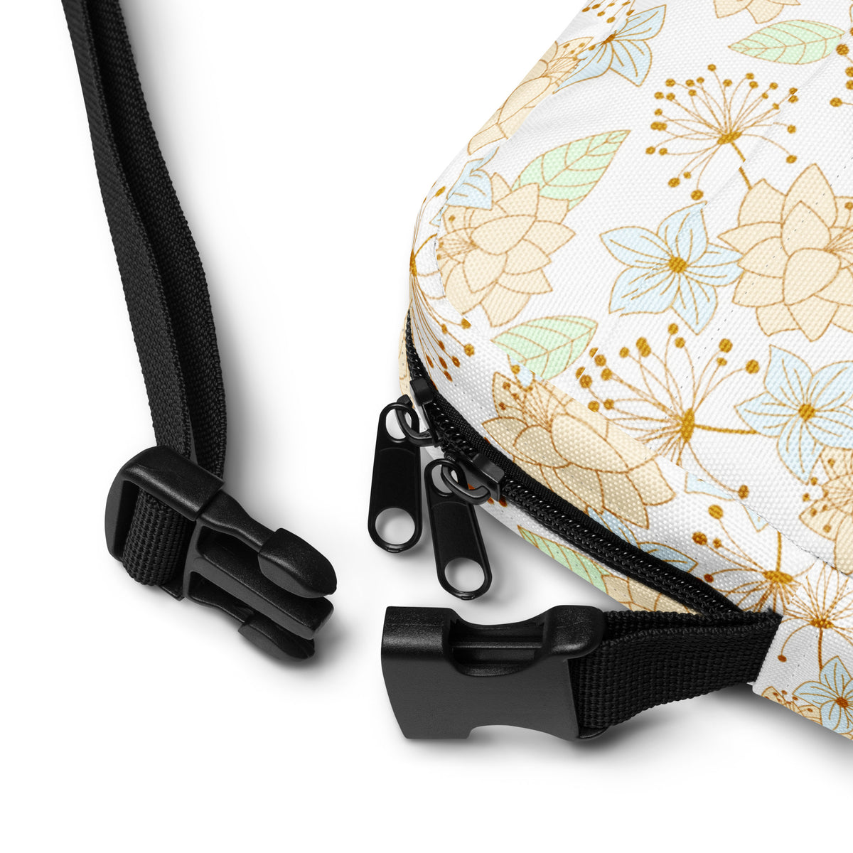 Gold Floral Crossbody Bag – Water Resistant Mini Purse With Adjustable Strap & Pockets
