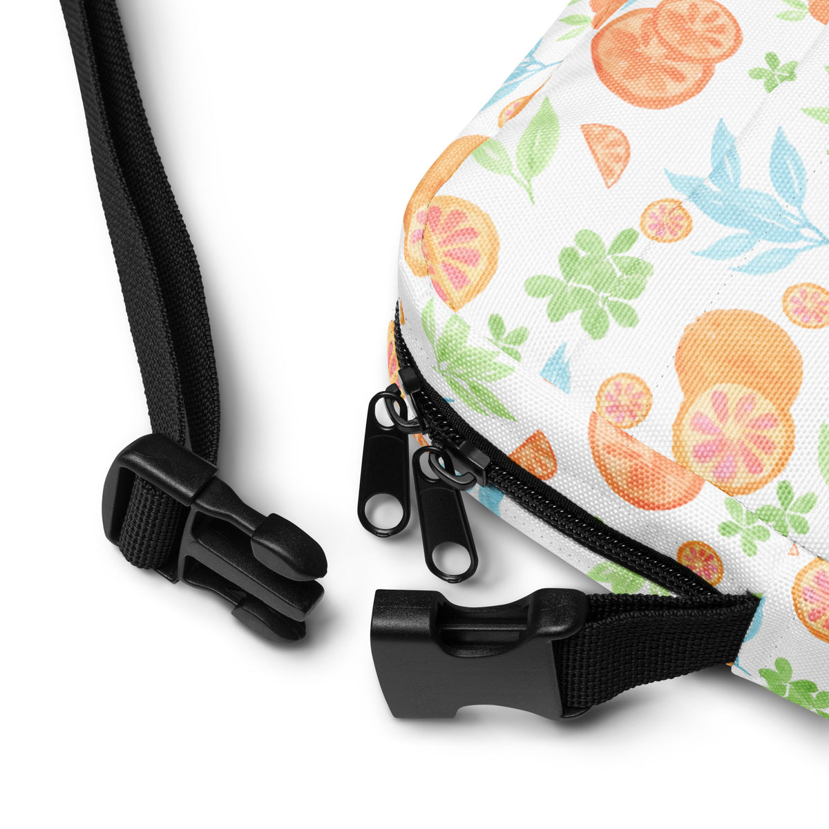 Orange Watercolor Fruit Crossbody Bag – Water Resistant Mini Purse With Adjustable Strap & Pockets