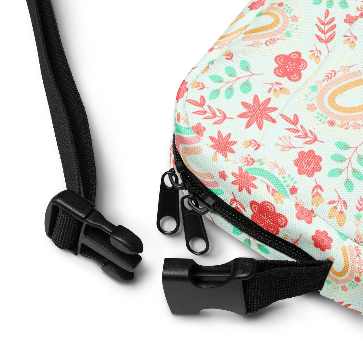 Rainbow Boho Floral Crossbody Bag – Water Resistant Mini Purse With Adjustable Strap & Pockets