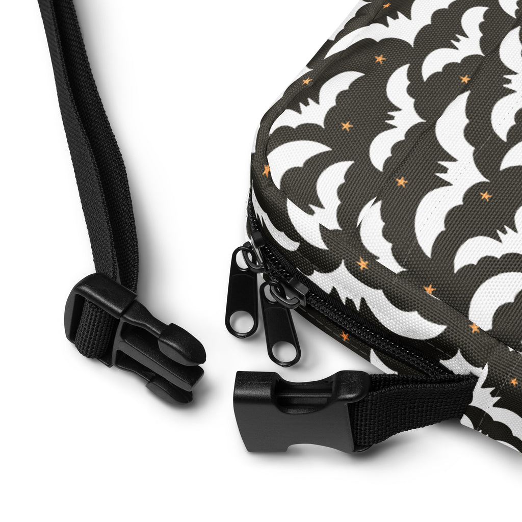 Girls Black Bat Halloween Crossbody Bag – Water Resistant Mini Purse With Adjustable Strap & Pockets
