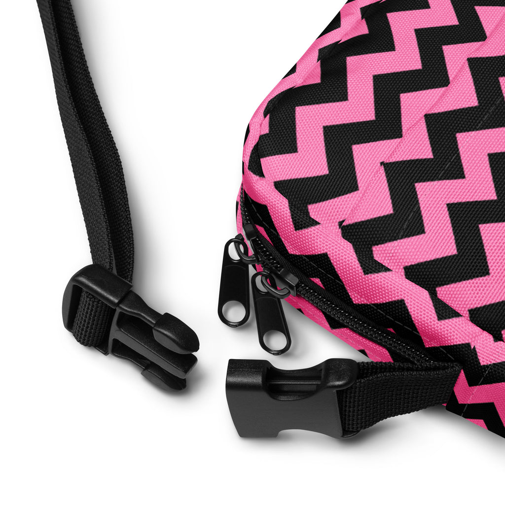 Pink Chevron Halloween Crossbody Bag – Water Resistant Mini Purse With Adjustable Strap & Pockets