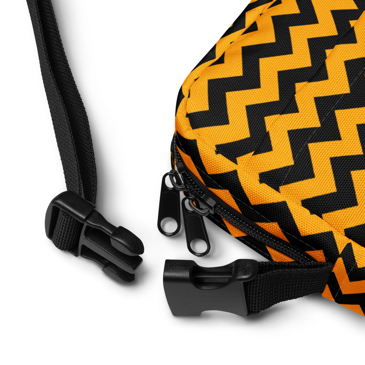 Orange Chevron Halloween Crossbody Bag – Water Resistant Mini Purse With Adjustable Strap & Pockets