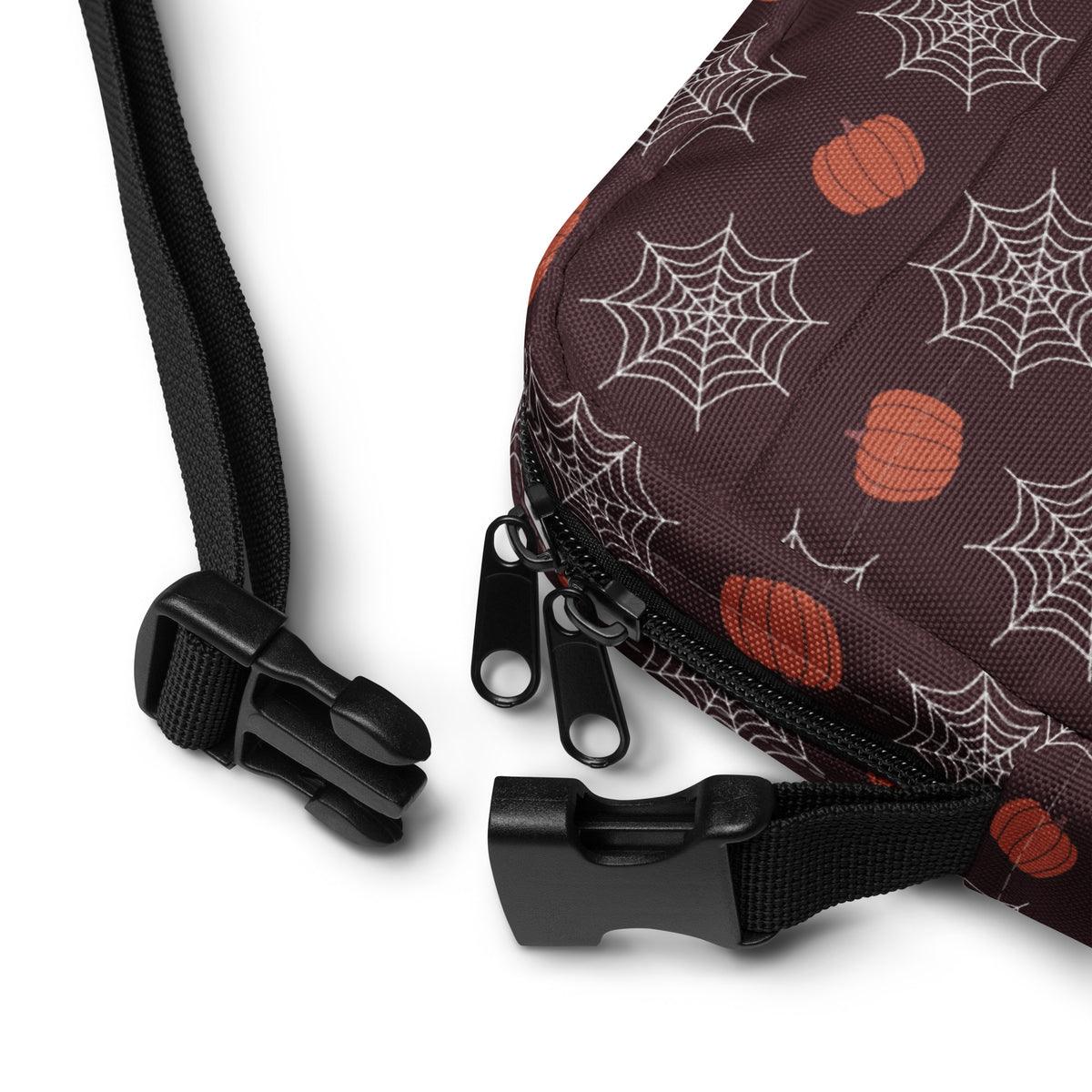 Pumpkin Spiderweb Halloween Crossbody Bag – Water Resistant Mini Purse With Adjustable Strap & Pockets
