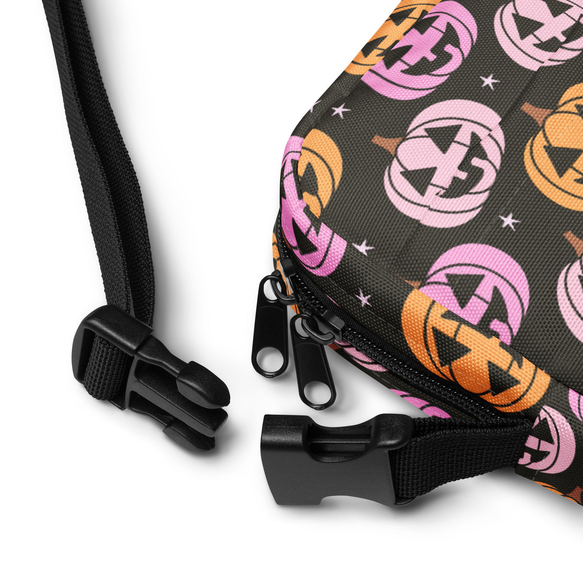Pink & Orange Pumpkin Halloween Crossbody Bag – Water Resistant Mini Purse With Adjustable Strap & Pockets