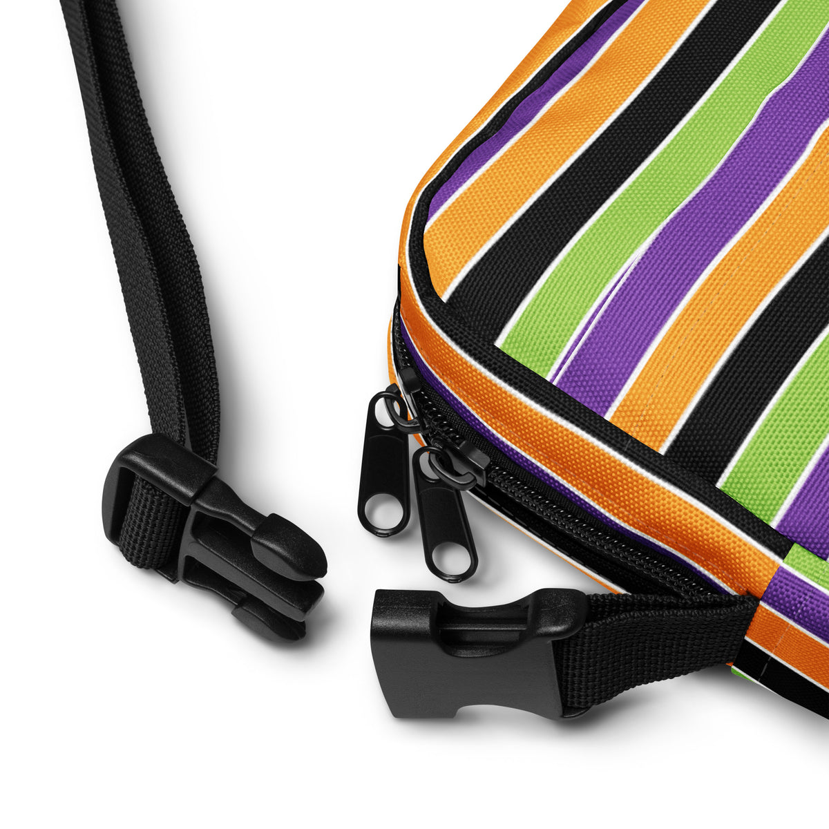 Halloween Striped Crossbody Bag – Water Resistant Mini Purse With Adjustable Strap & Pockets