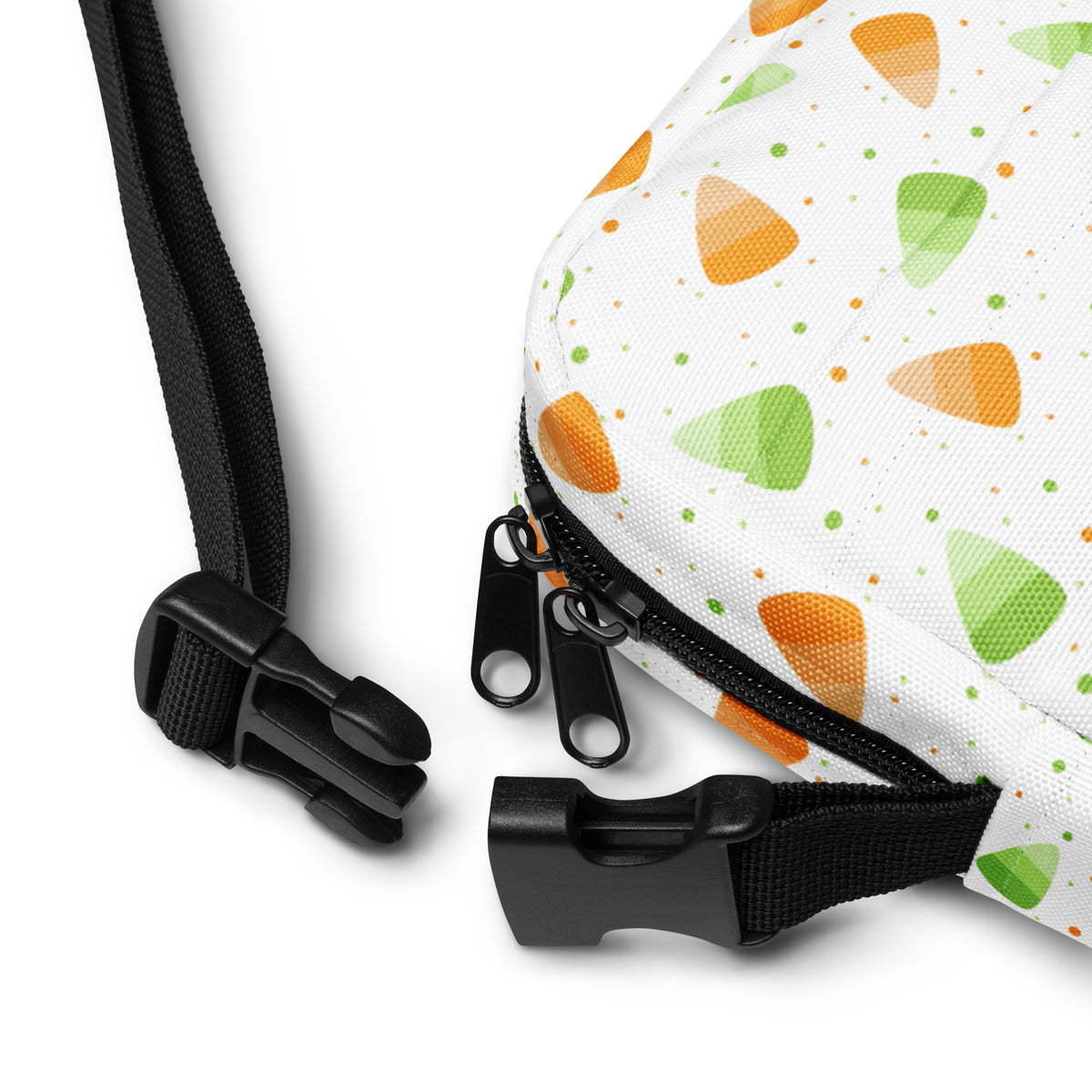 Orange & Green Candy Corn Halloween Crossbody Bag – Water Resistant Mini Purse With Adjustable Strap & Pockets