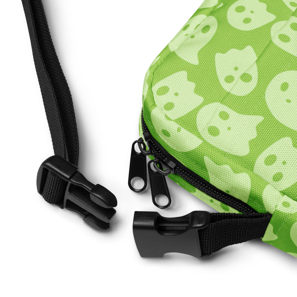 Green Ghosts Halloween Crossbody Bag – Water Resistant Mini Purse With Adjustable Strap & Pockets