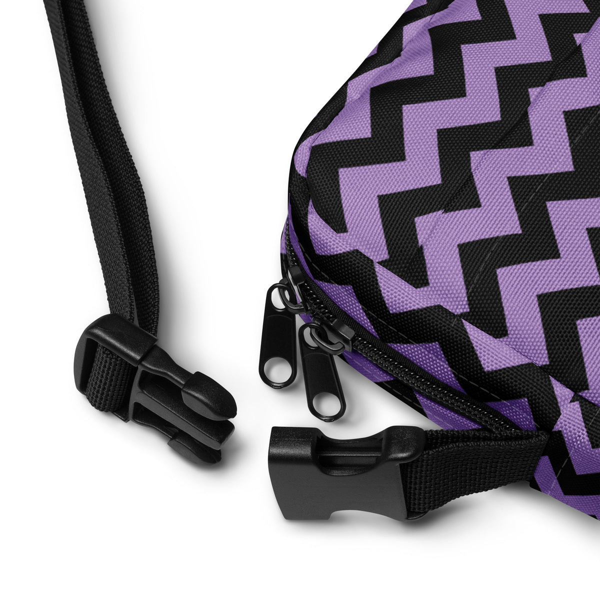 Purple Chevron Halloween Crossbody Bag – Water Resistant Mini Purse With Adjustable Strap & Pockets