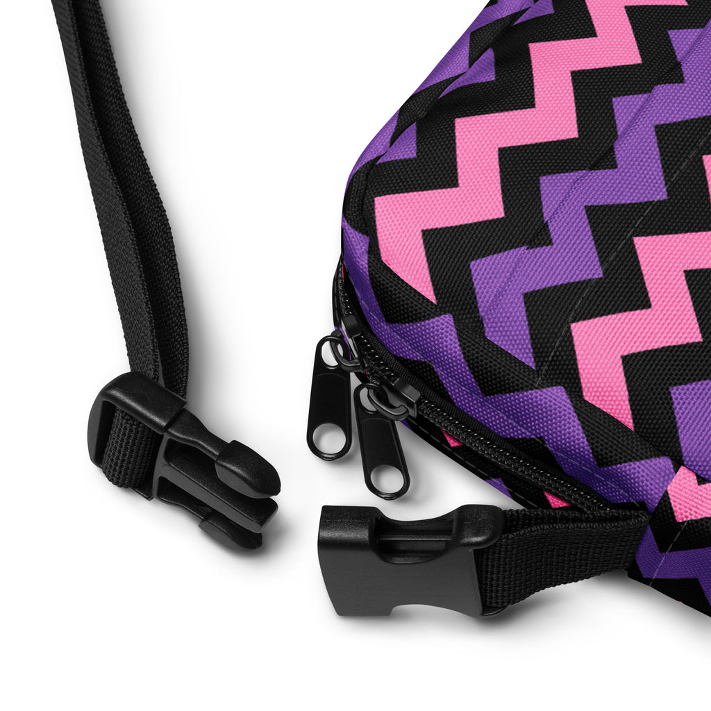 Pink & Purple Chevron Halloween Crossbody Bag – Water Resistant Mini Purse With Adjustable Strap & Pockets