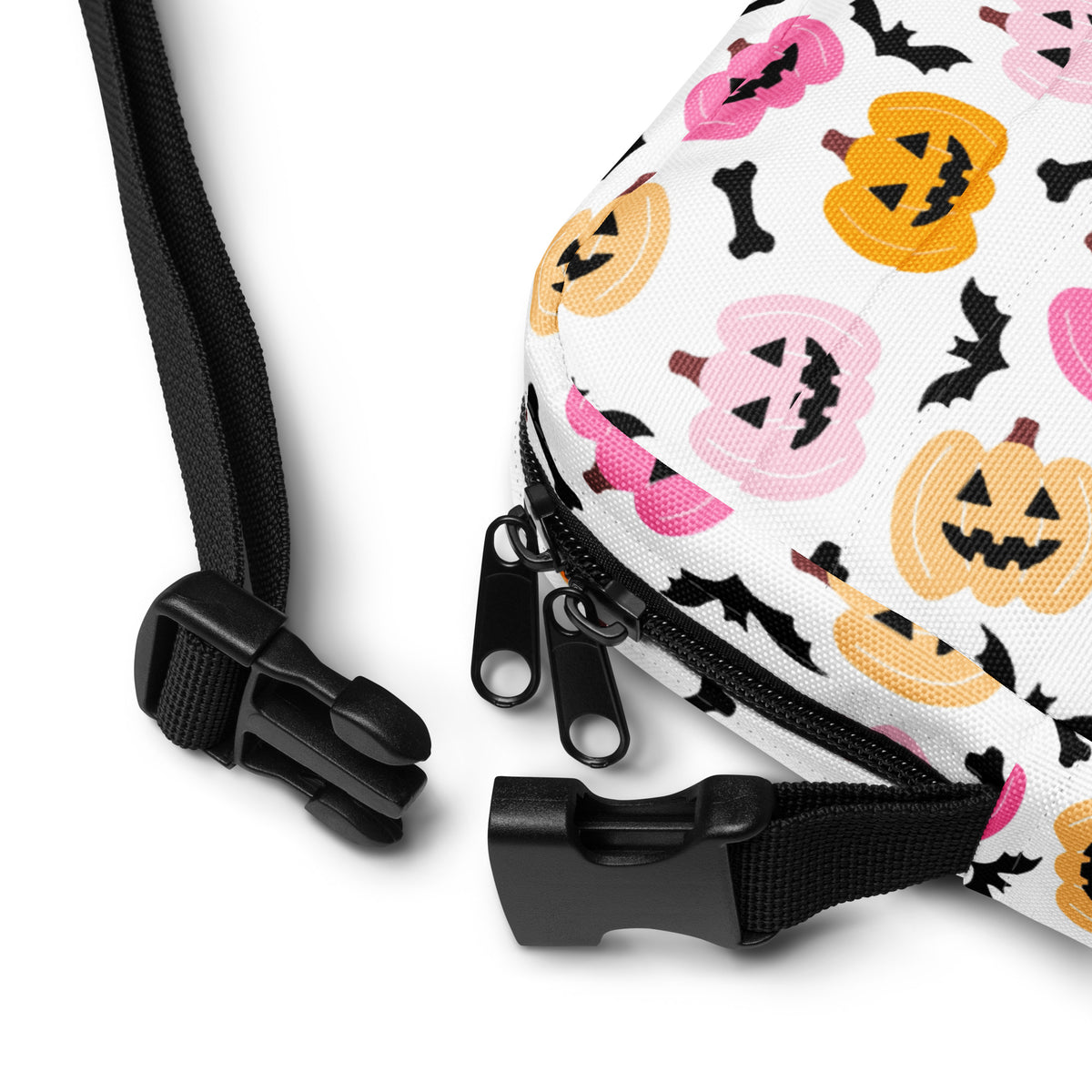Pink & Orange Pumpkin Halloween Crossbody Bag – Water Resistant Mini Purse With Adjustable Strap & Pockets