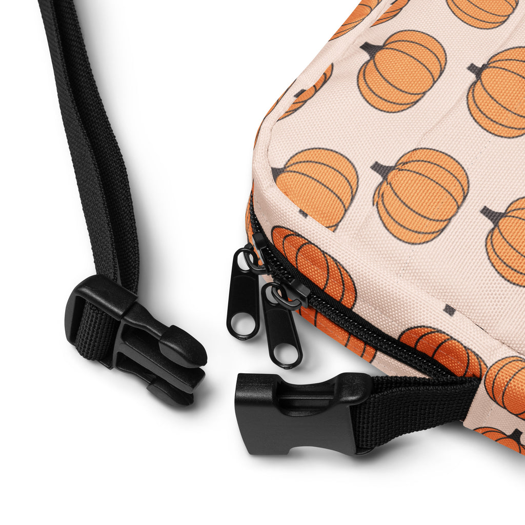 Orange Autumn Pumpkin Patch Crossbody Bag – Water Resistant Mini Purse With Adjustable Strap & Pockets