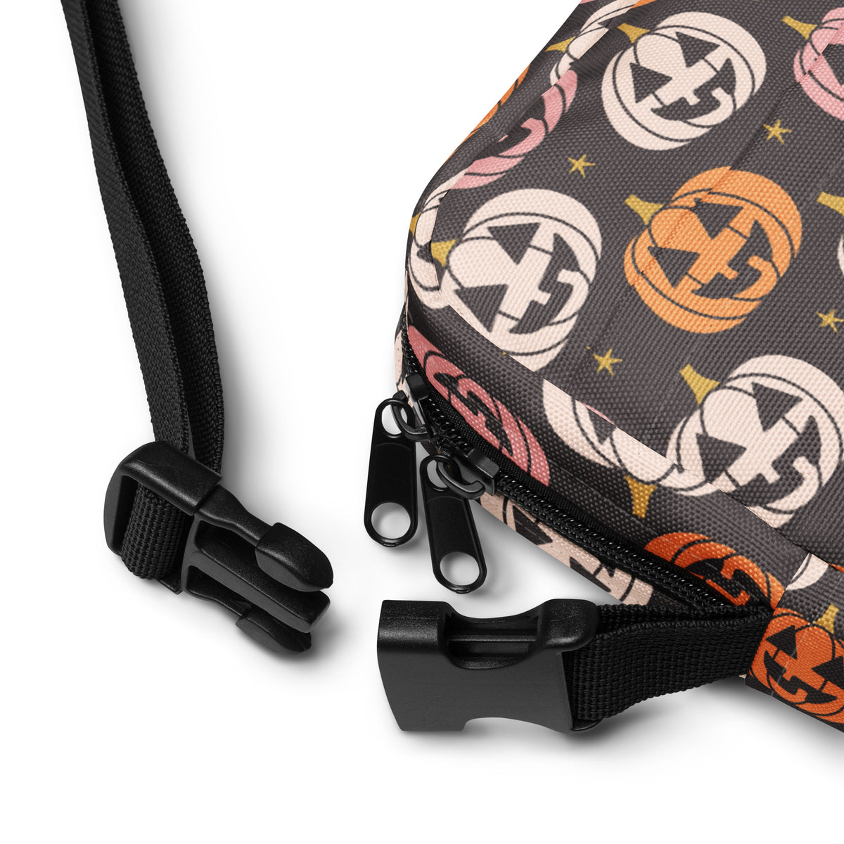 Girls Pink & Orange Jack O Lantern Crossbody Bag – Water Resistant Mini Purse With Adjustable Strap & Pockets
