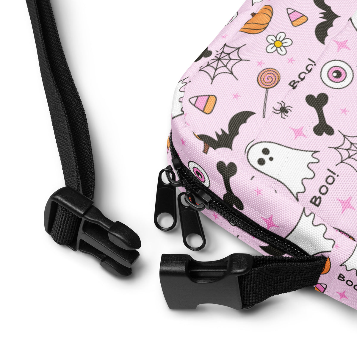 Girls Pink Spooky Halloween Crossbody Bag – Water Resistant Mini Purse With Adjustable Strap & Pockets