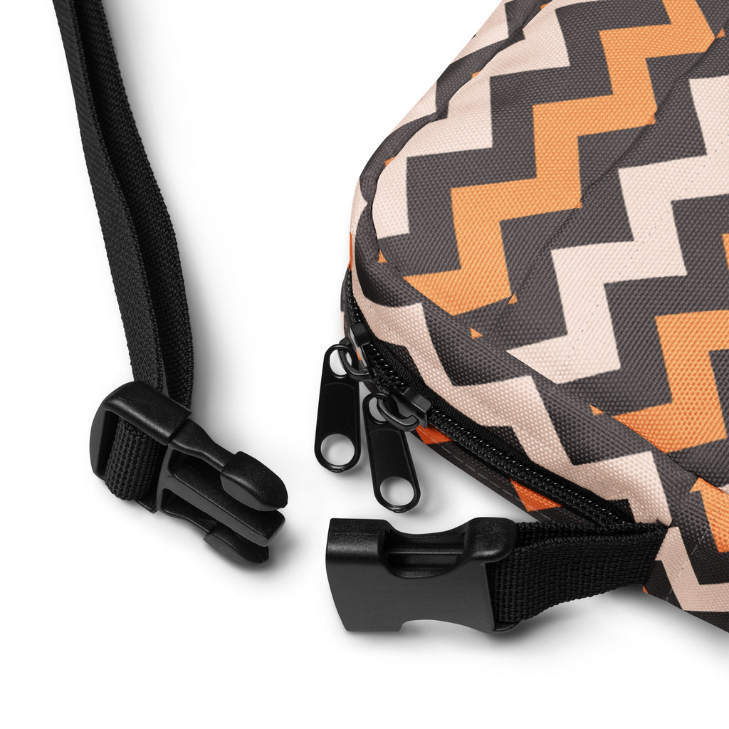 Orange & Cream Chevron Halloween Crossbody Bag – Water Resistant Mini Purse With Adjustable Strap & Pockets