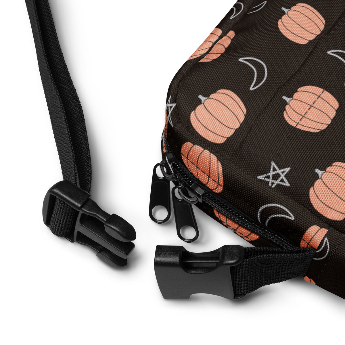 Pumpkin Moon & Stars Crossbody Bag – Water Resistant Mini Purse With Adjustable Strap & Pockets
