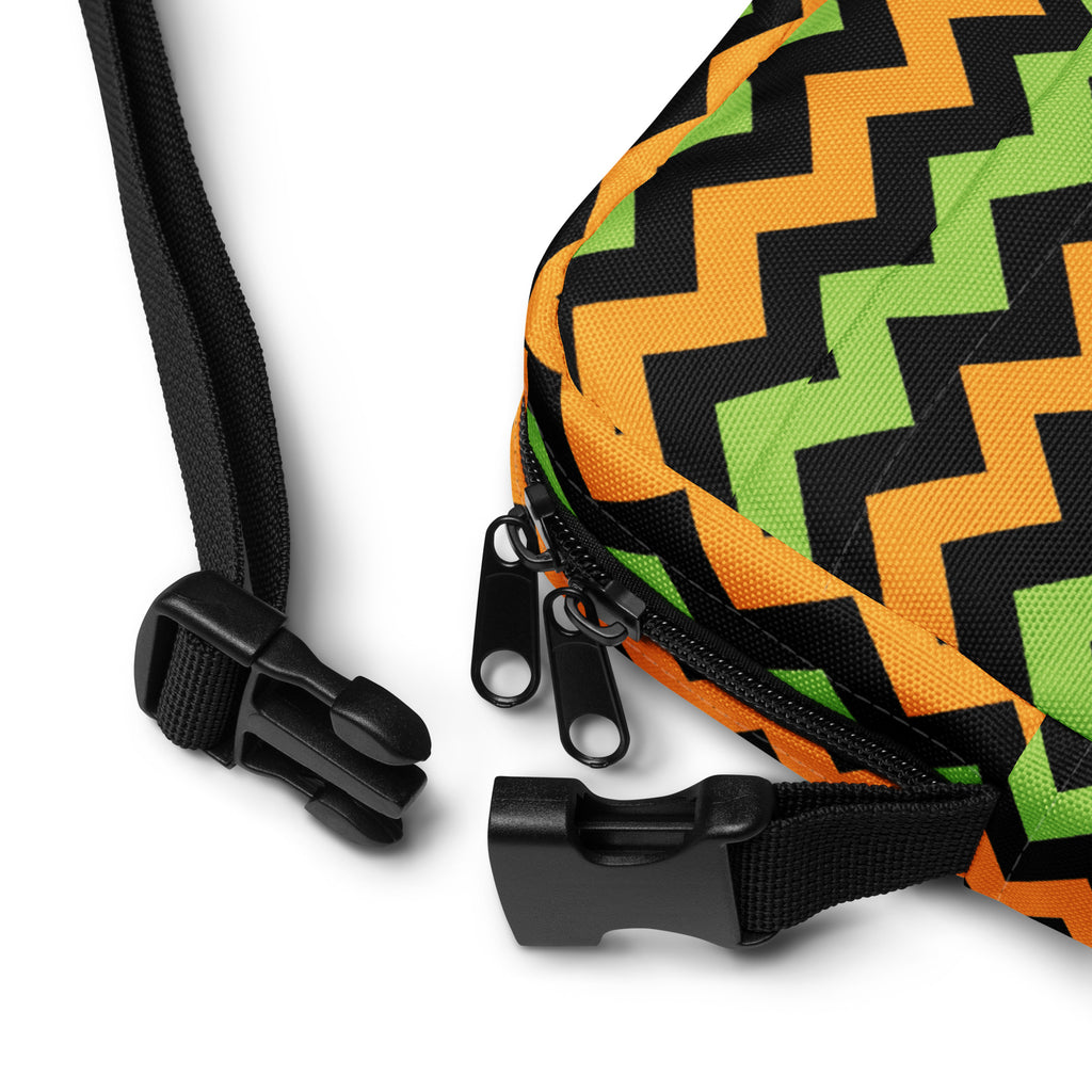 Girls Orange & Green Chevron Halloween Crossbody Bag – Water Resistant Mini Purse With Adjustable Strap & Pockets