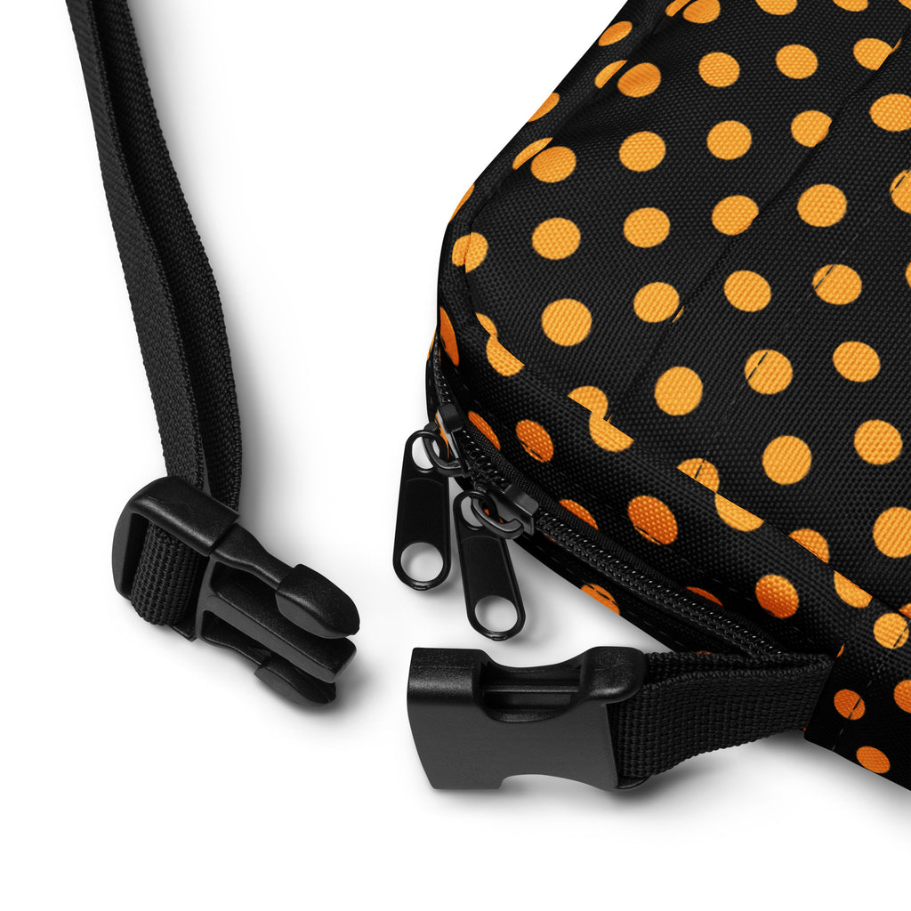 Girls Orange Polka Dot Halloween Crossbody Bag – Water Resistant Mini Purse With Adjustable Strap & Pockets