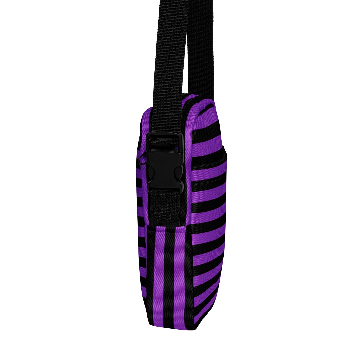 Girls Purple & Black Striped Halloween Crossbody Purse