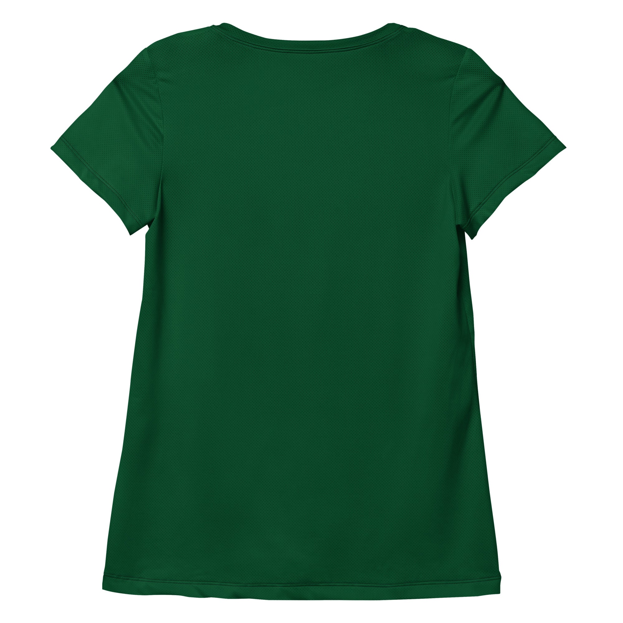 Women’s dark green short-sleeved performance t-shirt with crew neck lightweight moisture wicking upf 50+