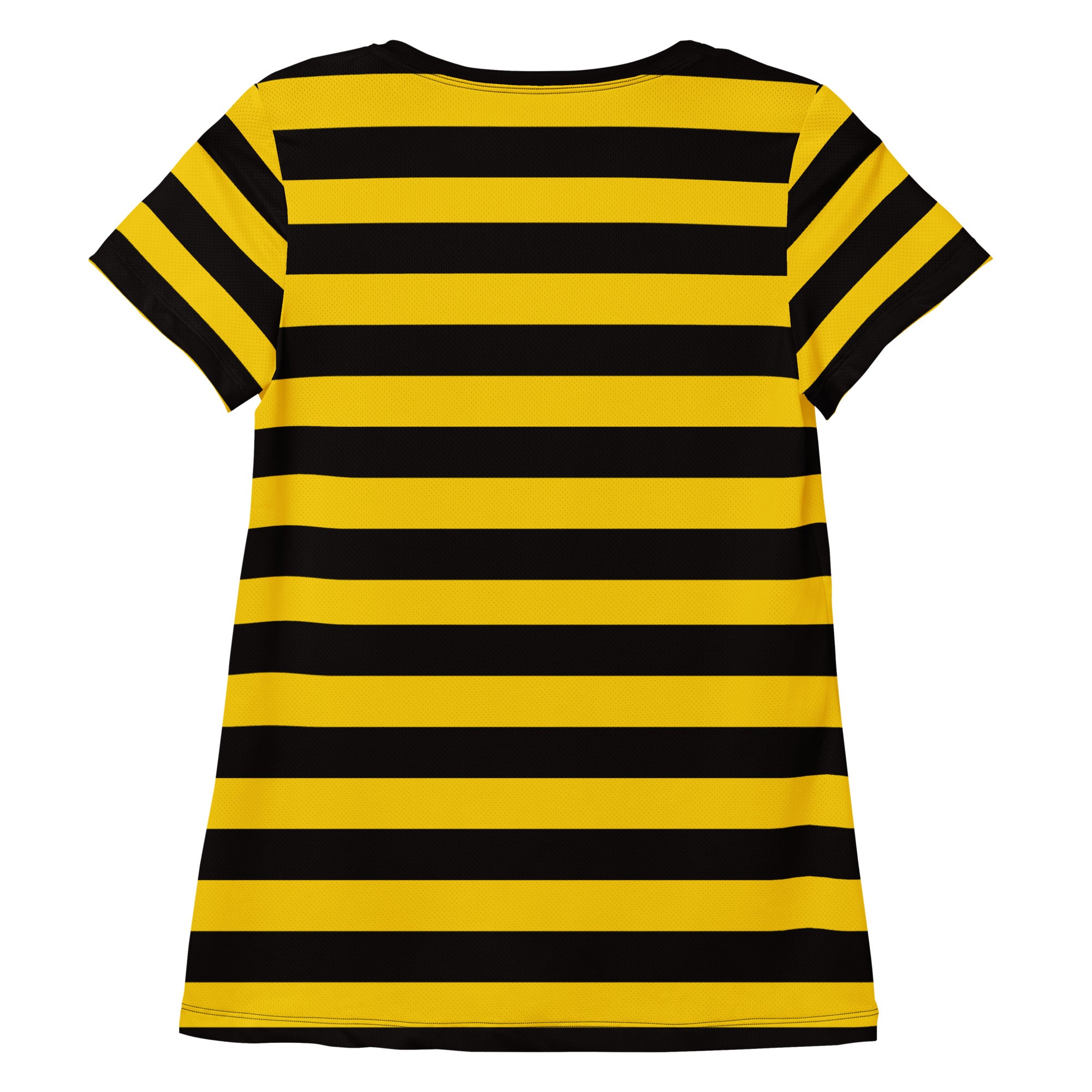 Women’s bumblebee stripe short-sleeved t-shirt with black and yellow stripes lightweight moisture wicking athletic top