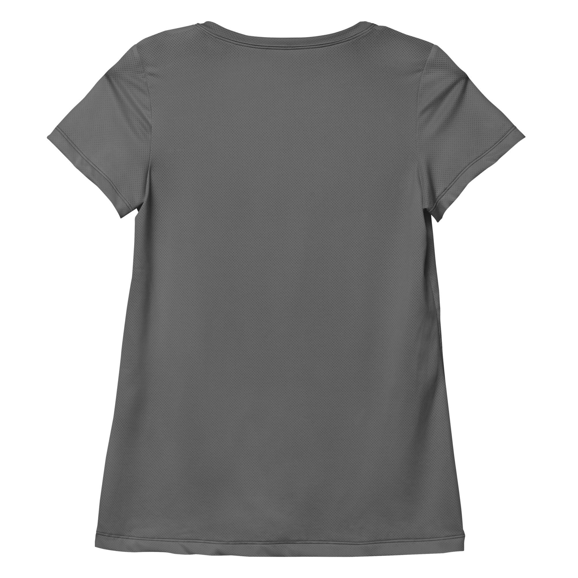 Women’s gray performance athletic t-shirt with textured breathable fabric lightweight moisture wicking upf 50+