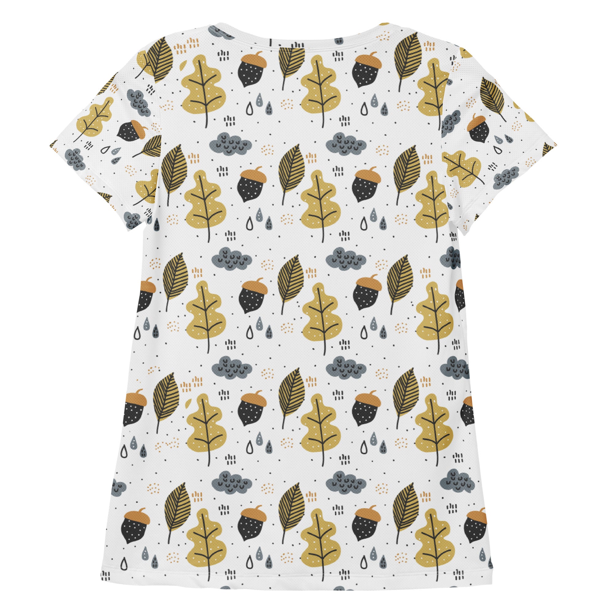 Women’s Autumn Leaves & Acorns Performance Athletic T-Shirt - Lightweight Moisture Wicking Workout Top with UPF 50+