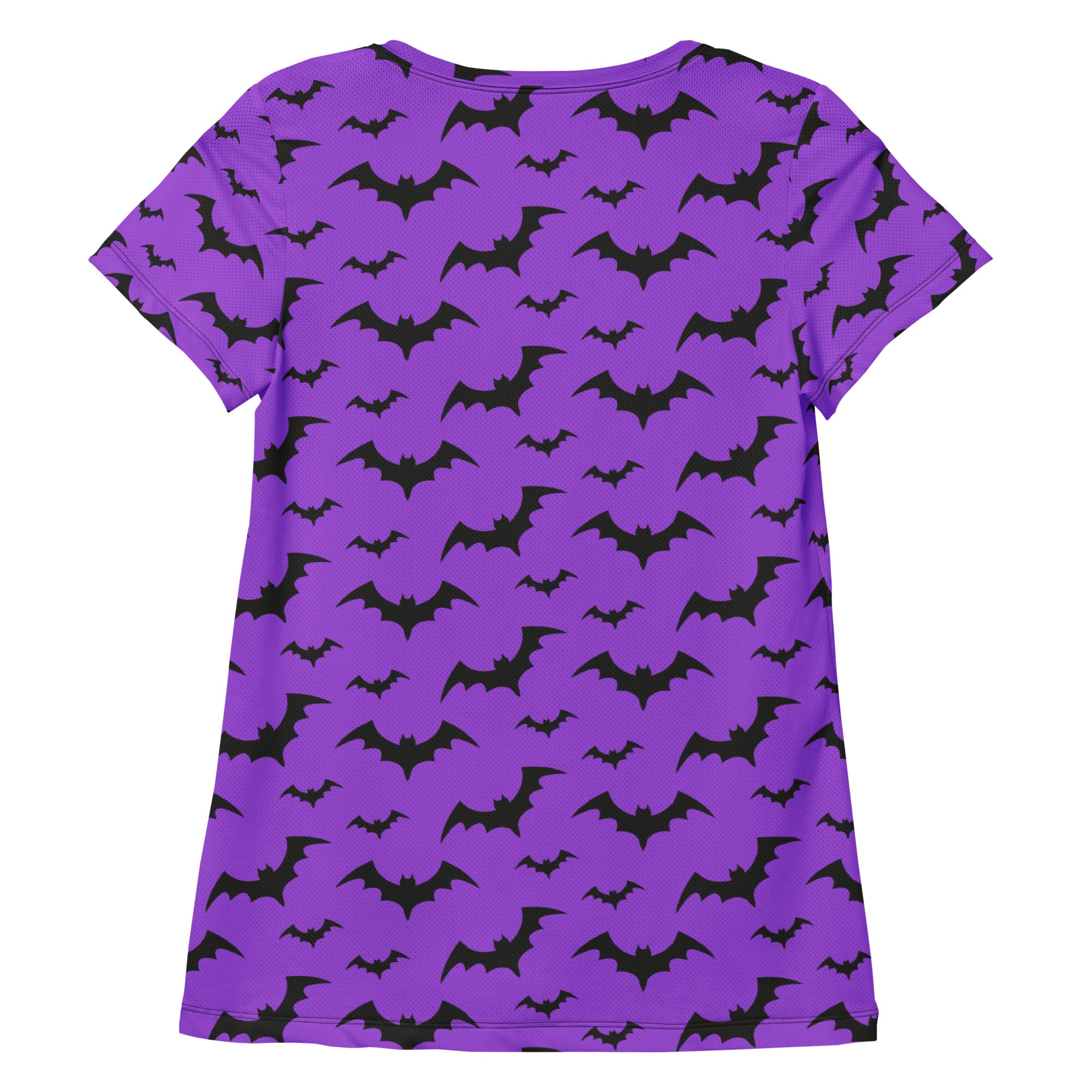 Women’s Purple Bats Halloween Performance Athletic T-Shirt - Lightweight Moisture Wicking Workout Top with UPF 50+