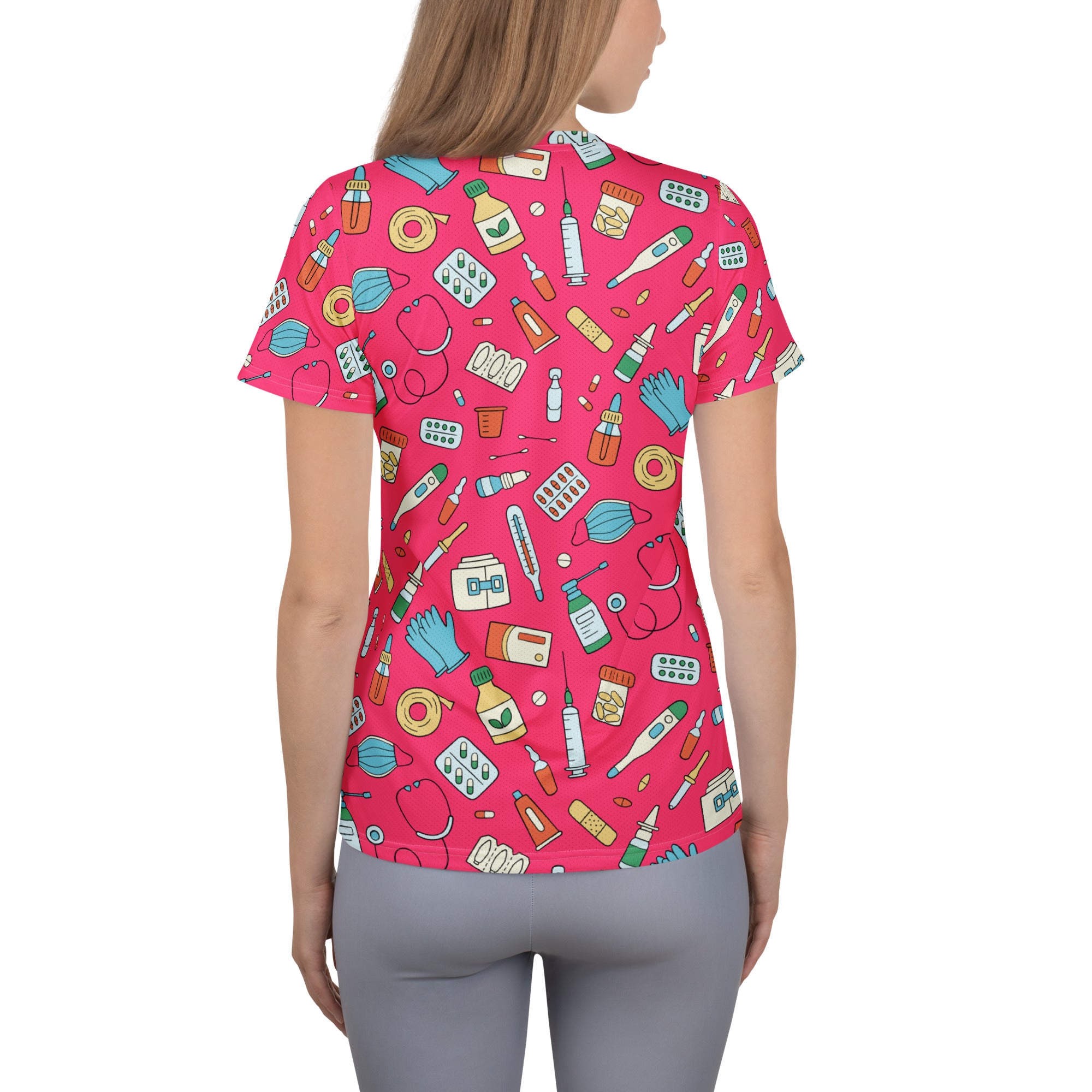 Women’s Nurse Themed Performance Athletic T-Shirt - Lightweight Moisture Wicking Workout Top with UPF 50+